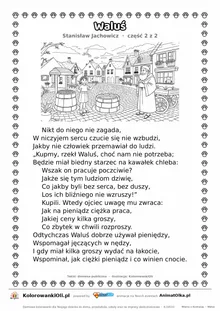 Waluś (Stanisław Jachowicz) — tekst wiersza i ilustracja do kolorowania (część 2 z 2), karta A4 do druku