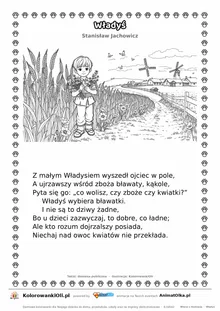Władyś (Stanisław Jachowicz) — tekst wiersza i ilustracja do kolorowania, karta A4 do druku