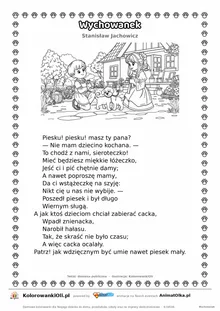 Wychowanek (Stanisław Jachowicz) — tekst wiersza i ilustracja do kolorowania, karta A4 do druku