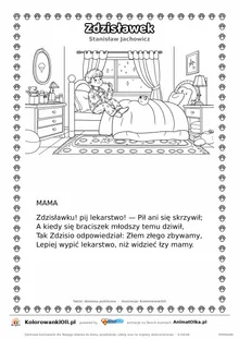 Zdzisławek (Stanisław Jachowicz) — tekst wiersza i ilustracja do kolorowania, karta A4 do druku