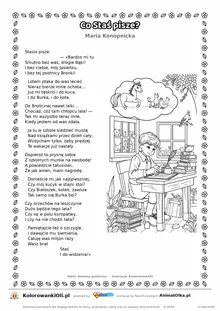 Co Staś pisze? (Maria Konopnicka) — tekst wiersza i ilustracja do kolorowania, karta A4 do druku
