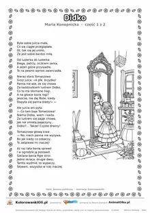 Didko (Maria Konopnicka) — tekst wiersza i ilustracja do kolorowania (część 1 z 2), karta A4 do druku