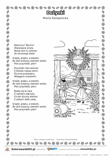 Dożynki (Maria Konopnicka) — tekst wiersza i ilustracja do kolorowania, karta A4 do druku