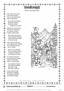 Druciarczyk (Maria Konopnicka) — tekst wiersza i ilustracja do kolorowania, karta A4 do druku