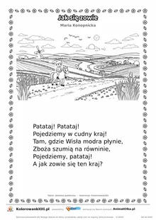 Jak się zowie (Maria Konopnicka) — tekst wiersza i ilustracja do kolorowania, karta A4 do druku