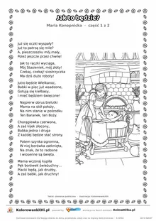 Jak to będzie? (Maria Konopnicka) — tekst wiersza i ilustracja do kolorowania (część 1 z 2), karta A4 do druku