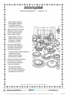 Jak to będzie? (Maria Konopnicka) — tekst wiersza i ilustracja do kolorowania (część 2 z 2), karta A4 do druku