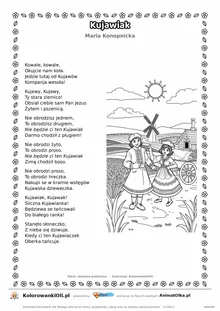 Kujawiak (Maria Konopnicka) — tekst wiersza i ilustracja do kolorowania, karta A4 do druku