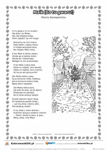 Maik (Co tu gwaru!) (Maria Konopnicka) — tekst wiersza i ilustracja do kolorowania, karta A4 do druku