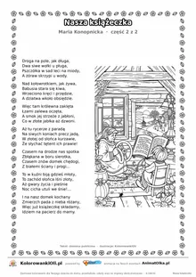Nasza książeczka (Maria Konopnicka) — tekst wiersza i ilustracja do kolorowania (część 2 z 2), karta A4 do druku