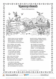 Tęczowy duszek (Maria Konopnicka) — tekst wiersza i ilustracja do kolorowania, karta A4 do druku