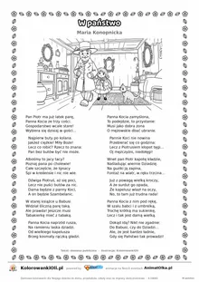 W państwo (Maria Konopnicka) — tekst wiersza i ilustracja do kolorowania, karta A4 do druku