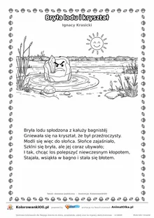 Bryła lodu i kryształ (Ignacy Krasicki) — tekst wiersza i ilustracja do kolorowania, karta A4 do druku