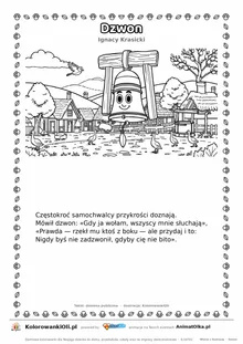 Dzwon (Ignacy Krasicki) — tekst wiersza i ilustracja do kolorowania, karta A4 do druku