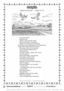 Gołębie (Ignacy Krasicki) — tekst wiersza i ilustracja do kolorowania (część 2 z 3), karta A4 do druku