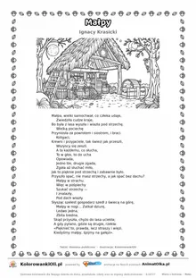 Małpy (Ignacy Krasicki) — tekst wiersza i ilustracja do kolorowania, karta A4 do druku
