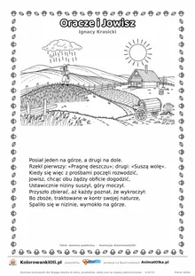 Oracze i Jowisz (Ignacy Krasicki) — tekst wiersza i ilustracja do kolorowania, karta A4 do druku