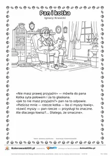 Pan i kotka (Ignacy Krasicki) — tekst wiersza i ilustracja do kolorowania, karta A4 do druku