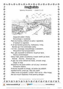 Przyjaciele (Ignacy Krasicki) — tekst wiersza i ilustracja do kolorowania (część 1 z 2), karta A4 do druku