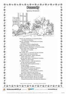 Pszczoły (Ignacy Krasicki) — tekst wiersza i ilustracja do kolorowania, karta A4 do druku
