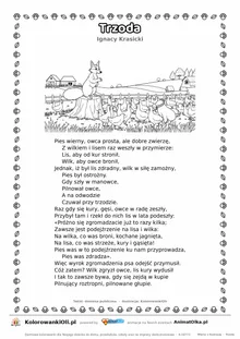 Trzoda (Ignacy Krasicki) — tekst wiersza i ilustracja do kolorowania, karta A4 do druku