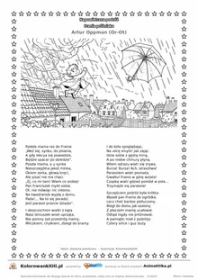 Napowietrzna podróż Frania próżniaka (Artur Oppman) — tekst wiersza i ilustracja do kolorowania, karta A4 do druku