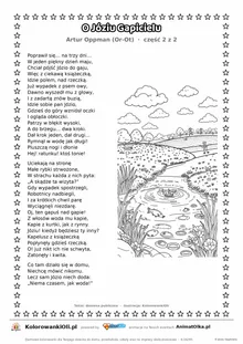 O Józiu Gapicielu (Artur Oppman) — tekst wiersza i ilustracja do kolorowania (część 2 z 2), karta A4 do druku