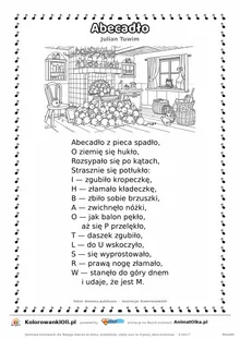 Abecadło (Julian Tuwim) — tekst wiersza i ilustracja do kolorowania, karta A4 do druku
