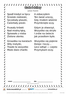 Cuda i dziwy (Julian Tuwim) — tekst wiersza do druku A4 z ramką do pokolorowania