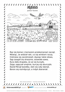 Figielek (Julian Tuwim) — tekst wiersza i ilustracja do kolorowania, karta A4 do druku