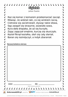 Figielek (Julian Tuwim) — tekst wiersza do druku A4 z ramką do pokolorowania