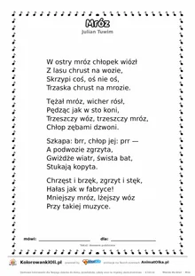 Mróz (Julian Tuwim) — tekst wiersza do druku A4 z ramką do pokolorowania