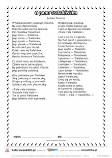 O panu Tralalińskim (Julian Tuwim) — tekst wiersza do druku A4 z ramką do pokolorowania