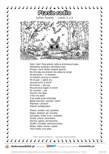 Ptasie radio (Julian Tuwim) — tekst wiersza i ilustracja do kolorowania (część 1 z 3), karta A4 do druku
