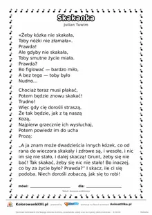 Skakanka (Julian Tuwim) — tekst wiersza do druku A4 z ramką do pokolorowania