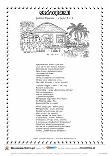 Słoń Trąbalski (Julian Tuwim) — tekst wiersza i ilustracja do kolorowania (część 1 z 2), karta A4 do druku