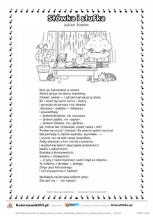 Słówka i słufka (Julian Tuwim) — tekst wiersza i ilustracja do kolorowania, karta A4 do druku
