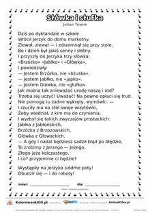 Słówka i słufka (Julian Tuwim) — tekst wiersza do druku A4 z ramką do pokolorowania