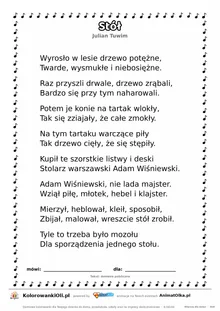 Stół (Julian Tuwim) — tekst wiersza do druku A4 z ramką do pokolorowania
