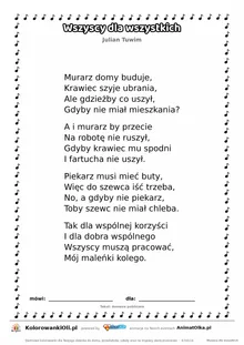 Wszyscy dla wszystkich (Julian Tuwim) — tekst wiersza do druku A4 z ramką do pokolorowania