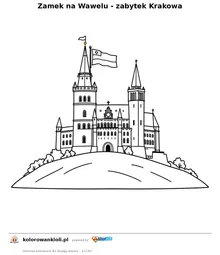 Zamek na Wawelu - zabytek Krakowa — kolorowanka do wydruku dla dzieci