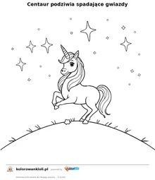 Centaur podziwia spadajace gwiazdy — kolorowanka do wydruku dla dzieci