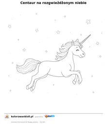 Centaur na rozgwieżdżonym niebie — kolorowanka do wydruku dla dzieci