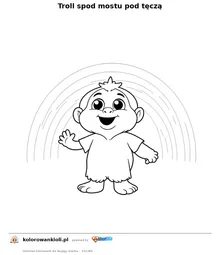 Troll spod mostu pod tęczą — kolorowanka do wydruku dla dzieci