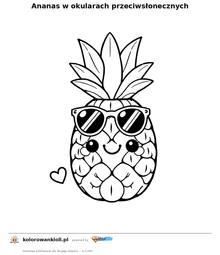 Ananas w okularach przeciwsłonecznych — kolorowanka do wydruku dla dzieci