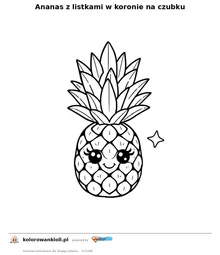 Ananas z listkami w koronie na czubku — kolorowanka do wydruku dla dzieci