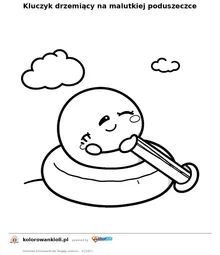 Kluczyk drzemiący na malutkiej poduszeczce — kolorowanka do wydruku dla dzieci