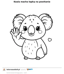 Koala macha łapką na powitanie — kolorowanka do wydruku dla dzieci