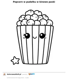 Popcorn w pudełku w kinowe paski — kolorowanka do wydruku dla dzieci