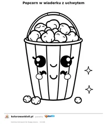 Popcorn w wiaderku z uchwytem — kolorowanka do wydruku dla dzieci